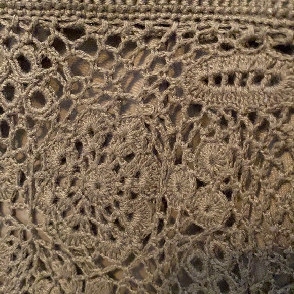 🎉SALE🎉 CARMEN MARC VALVO Green Crochet Lace Midi Dress M - Picture 13 of 17